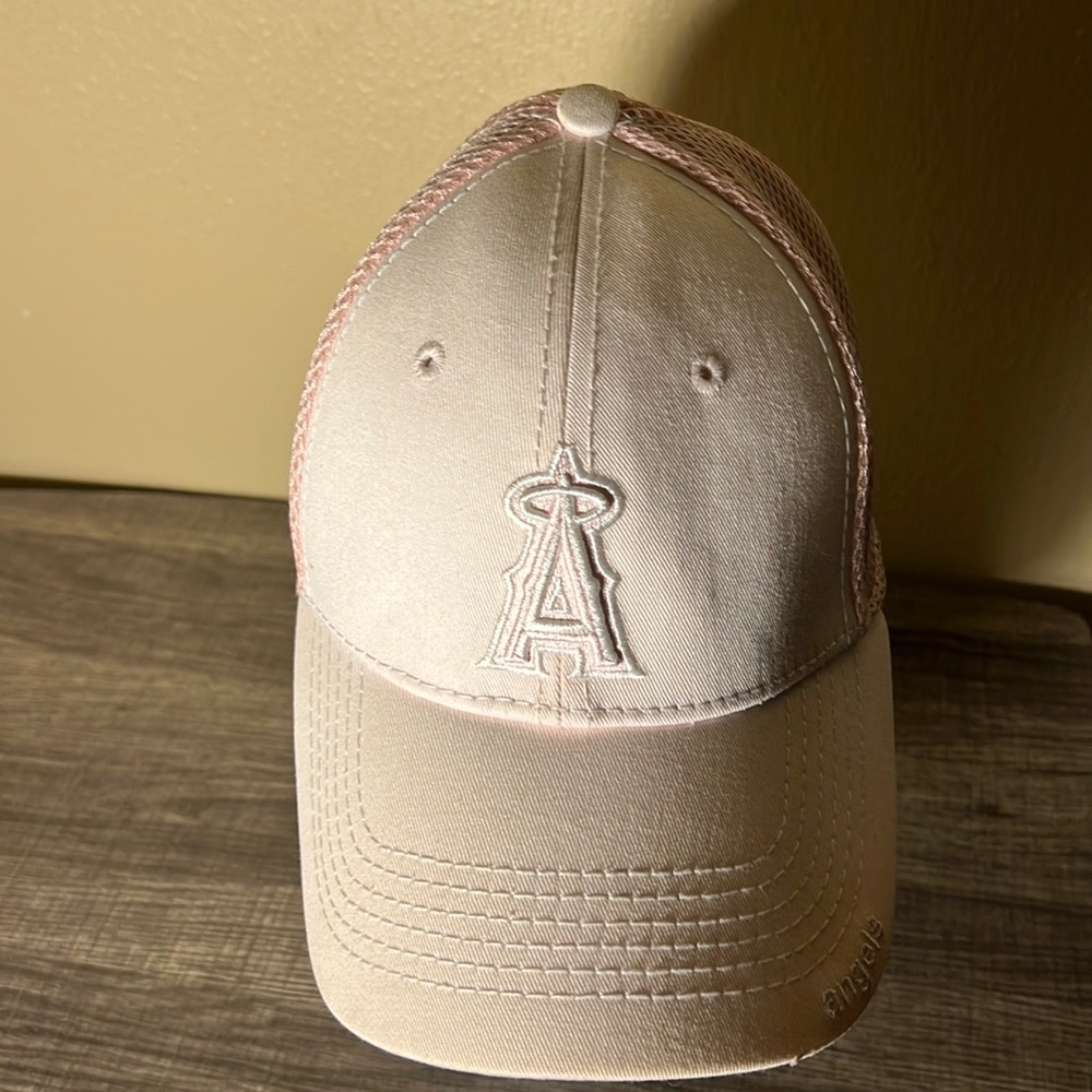 MLB New Era Girls Angels 6Panel Fitted Youth Trucker Hat Color Pink